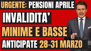 URGENTE PENSIONI MINIME INVALIDITA E SOCIALI ANTICIPI AUMENTI PENSIONI APRILE 2831 MARZO [upl. by Joseito]