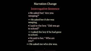 Narration Changes  Interrogative Sentence  How to change narration  No sound [upl. by Oscar]