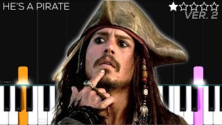 Pirates of the Caribbean  HE’S A PIRATE  EASY Piano Tutorial [upl. by Nylemaj]