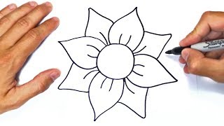 How to draw a Flower Step by Step  Easy drawings [upl. by Shanney]