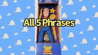 All 5 Phrases for the Toy Story and Beyond Old Disney Store Woody Normal Pitched Voice [upl. by Norahc483]