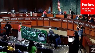 CHAOS ‘Stop Cop City’ Demonstrators Throw Ping Pong Balls At Atlanta City Council Meeting [upl. by Essirehs]