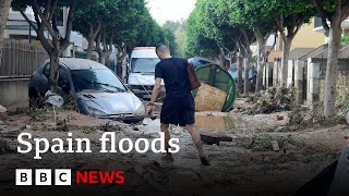 Spains King Felipe devastated by deadly floods as PM warns of dangerous conditions  BBC News [upl. by Nehte]