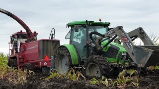 Koszenie kukurydzy w BAGNIE cz1  Mega wtopy ClaasDeutzFahrCaseROTKART [upl. by Atirac485]