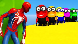 GTA 5  RED SPIDERMAN VS RED MINION VS GREEN MINION  Spiderman Funny Moments [upl. by Thain]