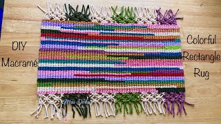 DIY Macramé Colorful Rectangle Rug [upl. by Eical971]