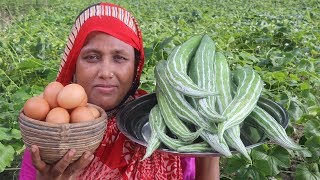 Delicious Easy Cooking Snake Gourd amp Egg Fry Recipe FARM FRESH Snake Gourd Fried Curry Village Food [upl. by Nesyt]