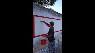 The difference between writing and painting Hand brush public welfare wall fixed propaganda slogan [upl. by Sucrad]