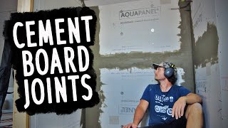 Taping Cement Board Joints  Step By Step Tutorial  Knauf Aquapanel scrim amp tile adhesive [upl. by Philbert]