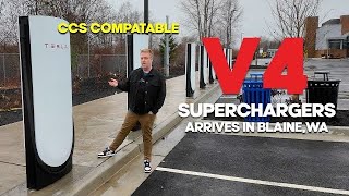 Version 4 Superchargers Opening Soon in Blaine WA  CCS EV Compatibility Part 1 [upl. by Anelim376]