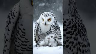 Majestic Owl Protects Nestlings from Icy Snowstorm shortsfeed wildanimals owl [upl. by Kersten]