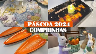 MINHAS COMPRAS DE PÁSCOA MESA POSTA E DECOR 2024 [upl. by Assenar]