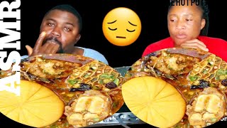 AFRICAN FOOD MUKBANGBOILING CASSAVA WITH OIL BEANSHOT POT MUKBANG africanfood mukbang fufu [upl. by Otrebron]