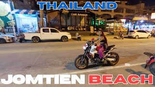 Night Exploring Jomtien in PATTAYA Thailand  Beach Restaurants Hotels Bars [upl. by Assirk]