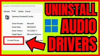 How To UNINSTALL Audio Drivers Windows 11 FULL GUIDE 2024 [upl. by Millard161]