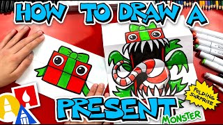 How To Draw A Present Monster Folding Surprise [upl. by Assertal]