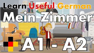 Learn German  mein Zimmer  my room  ein Zimmer beschreiben  describe a room  German Vocabulary [upl. by Annabella]