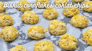 Biskut cornflakes coklat chips crunchy mudah amp sedap tanpa telur [upl. by Kokoruda797]