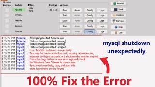 Solve MySQL Shutdown Unexpectedly in Xampp 100 Fixed  Xampp Error [upl. by Coppola]