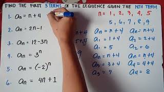 Finding the first 5 terms of the sequence given the nth term [upl. by Vanhomrigh588]