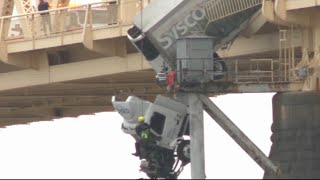 Driver saved from truck dangling off Kentucky bridge in daring rescue [upl. by Weismann]