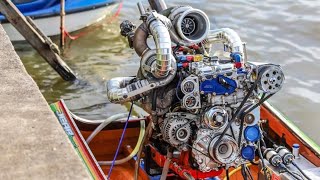 Most crazy Top Thailand Diesel turbo modify Longtail boat Engine🔥 [upl. by Zenas]