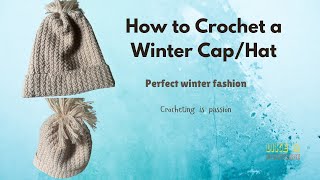 How to Crochet a Winter CapHat Easy Crochet Hat Northern Exposure Pom Hatcrochet winterfashion [upl. by Eitac]