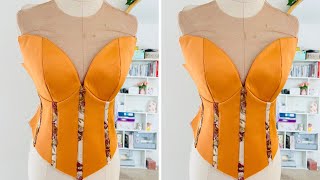 HOW TO MAKE A YOKE BUSTIER WITH ILLUSION NECKLINE  Pattern Tutorial diyyokebustier [upl. by Gillan]