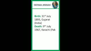 information about Fitima Jinnah  birth and death dates of Fatima Jinnah MLN [upl. by Aedrahs522]