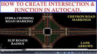 How to Create Intersection amp Junction in Autocad  Lane Marking  Slip Roads  Chevron Marking [upl. by Babby]