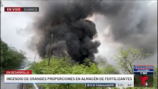 Impactantes imágenes incendio en almacén de fertilizantes en Guánica [upl. by Llenart]