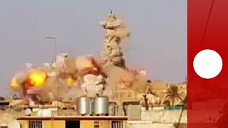 Video Massive explosion as ISIS destroys Jonahs Tomb in Mosul [upl. by Delanos885]