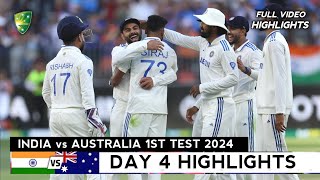 India vs Australia 1st Test 2024 Day 4 Full Highlights  IND vs AUS 1st Test 2024 Day 4 Highlights [upl. by Anwat]