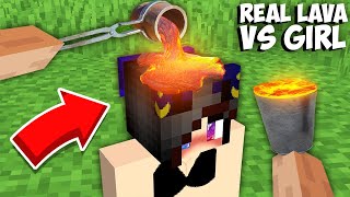 What HAPPENS TO GIRL IF REAL LAVA IS POURED ON HIM in Minecraft  REALISTIC LAVA vs GIRL [upl. by Anibur625]