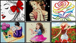 Mixed cross stitches hand embroidery patterns new countable design [upl. by Odlanyer]