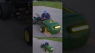 Drifting a John Deere race mower shifter kart automobile gokart shorts [upl. by Gilboa755]