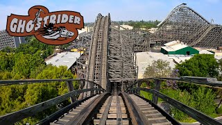 Ghostrider Front Row POV  California’s Best Wooden Roller Coaster Knotts Berry Farm [upl. by Sokem]