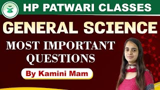 HP Patwari Classes  Chemistry  Most Important Questions  By Kamini Mam [upl. by Rosemary]