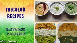 Tricolor recipes with natural colors l Tricolor chutney lTricolor Kesari Tricolor poriyal [upl. by Ainej151]