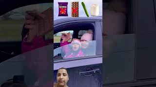 crushing of cucumber and chocolate with car 🚗 glass funny foodchallenge atumobile comedy [upl. by Ahsenat]