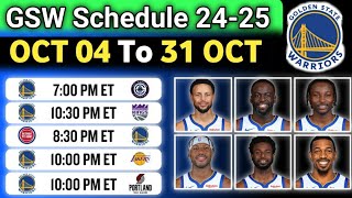 GSW Schedule 202425  Golden State Warriors Schedule today Game  NBA SCHEDULE 202425 [upl. by Clemen]