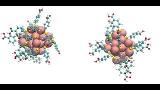 Dimerization of atomically precise ligandprotected metal nanoclusters MPCs  MD simulations [upl. by Ynogoham]