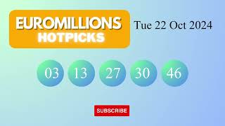 EuroMillionsHotPicks Draw Results on Tue 22 Oct 2024 The National Lottery UK [upl. by Nerha]