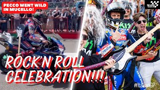 Pecco Bagnaia bring out quotRock N Rollquot Guitar by KISS after winning Italian GP 2024  The Next VR46 [upl. by Neeven246]