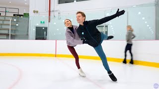 Madison Chock amp Evan Bates warming up at the Ice Academy of Montreal [upl. by Leahcimnoj]