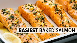 BAKED SALMON  easy nofail recipe with lemon garlic butter [upl. by Higinbotham]