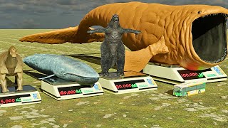 Sea Monster Animal Dinosaur Kong and Godzilla Weight Comparison [upl. by Anoet]