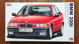 Hasegawa 124 BMW 320i  Plastic Model Kit Unboxing [upl. by Gerrie]