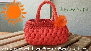 Bolso de Trapillo  Punto Puff ¡¡ Handbag  of  Trapillo step by step [upl. by Znerol517]