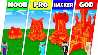 Minecraft Battle LAVA HOUSE BUILD CHALLENGE  NOOB vs PRO vs HACKER vs GOD  Animation [upl. by Allets]